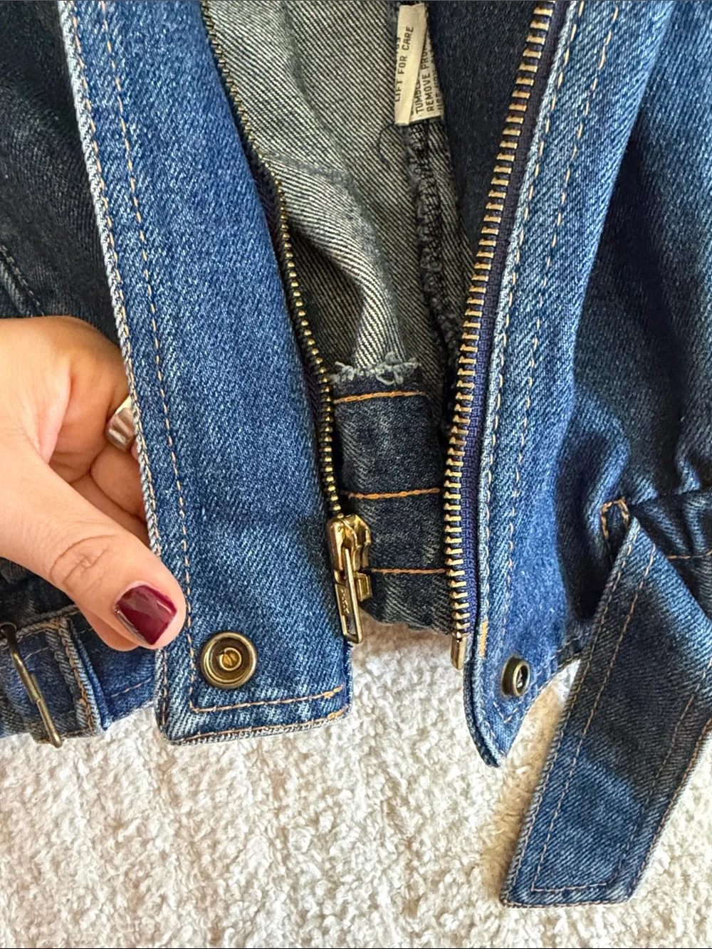 Vintage Denim Bomber Jacket - Picture 5 of 7